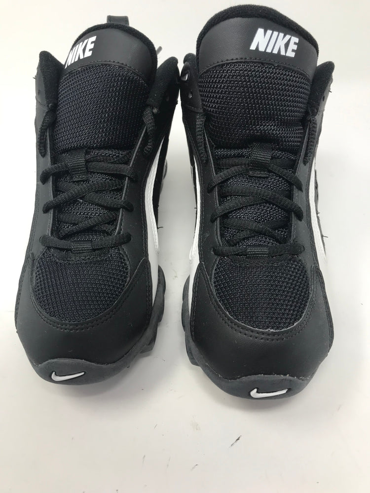 New Nike Land Shark Mid (BG) Youth 4.5y Football Molded Cleats Blk/Wht 313400