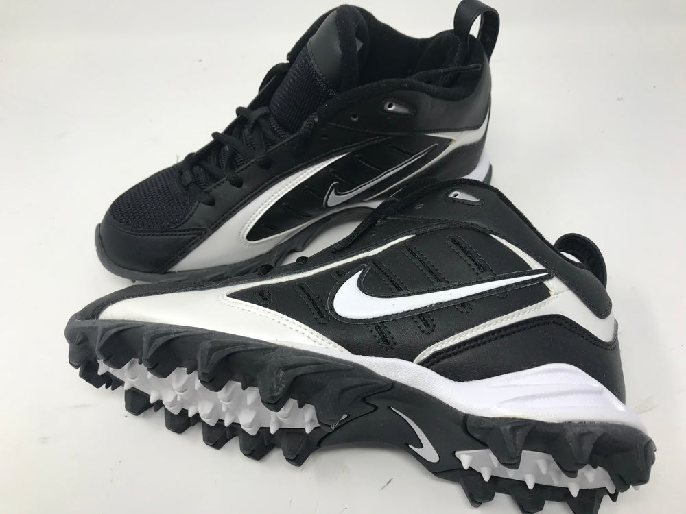 New Nike Land Shark Mid (BG) Youth 4.5y Football Molded Cleats Blk/Wht 313400
