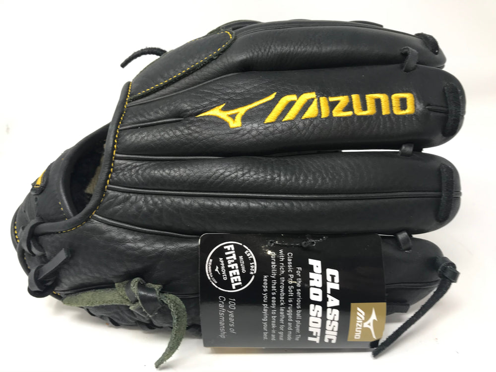 New Mizuno Classic Pro Soft Baseball Glove, 12-Inch LHT Black/Gold