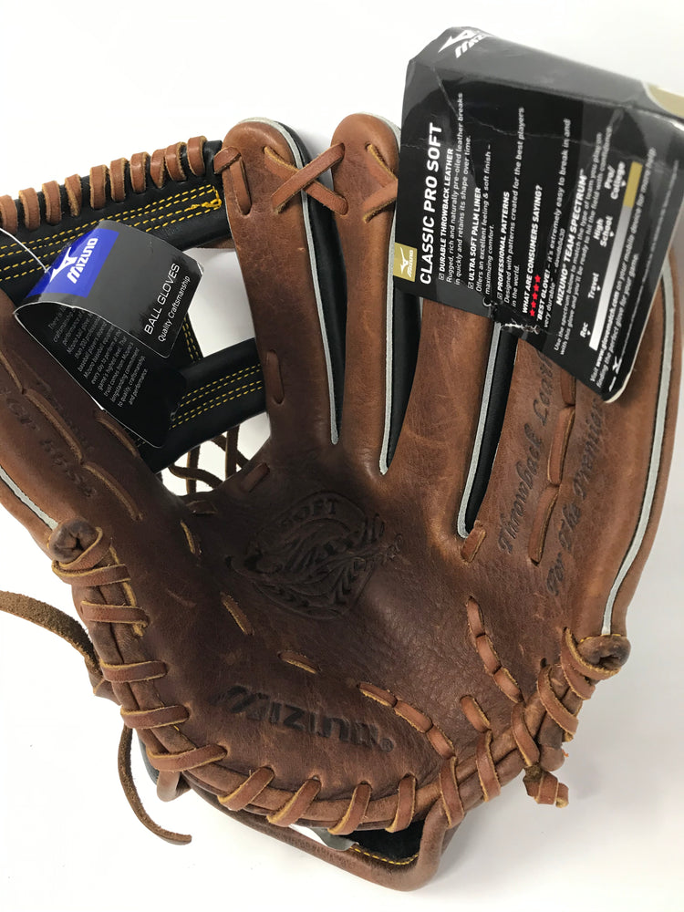 New Mizuno Soft Classic Pro GCP 55S2 11.75 Baseball Fielding Glove RHT Blk/Brn