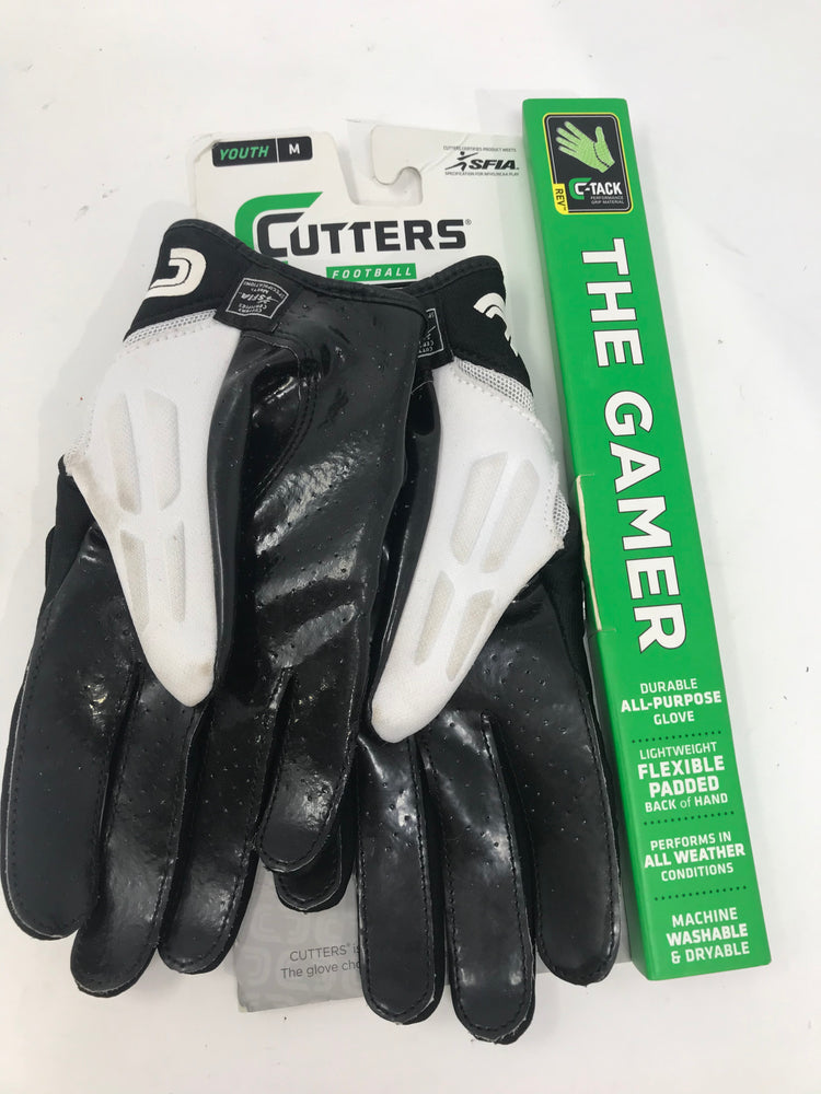 New Other Cutters Gamer Padded Receiver Football Gloves EXTRA GRIP Youth Med Blk
