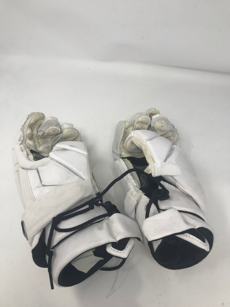 Used NIKE Men's Vapor Large 2018 Lacrosse Gloves White with Lime Green Detailing