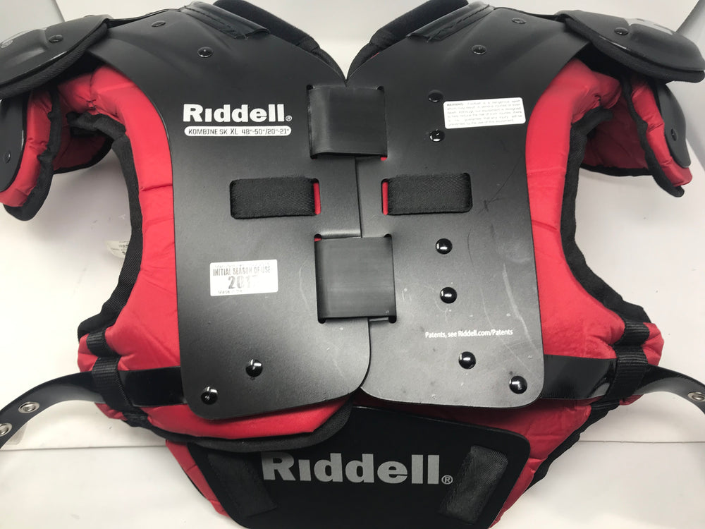Used Riddell Kombine Adult Football Shouldr Pads - QB/WR/DB XL Black/Red
