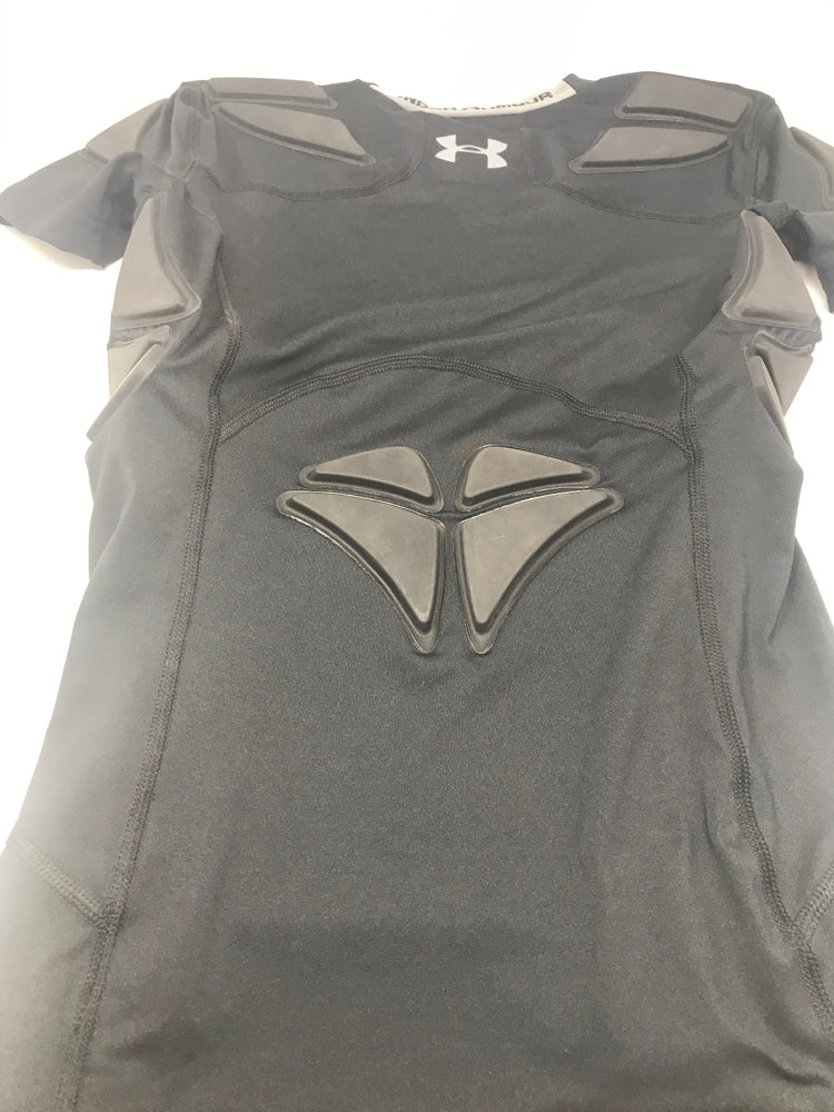 New Under Armour Boys HeatGear Padded Football Shirt Medium Black S Logo