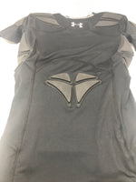 New Under Armour Boys HeatGear Padded Football Shirt Medium Black S Logo