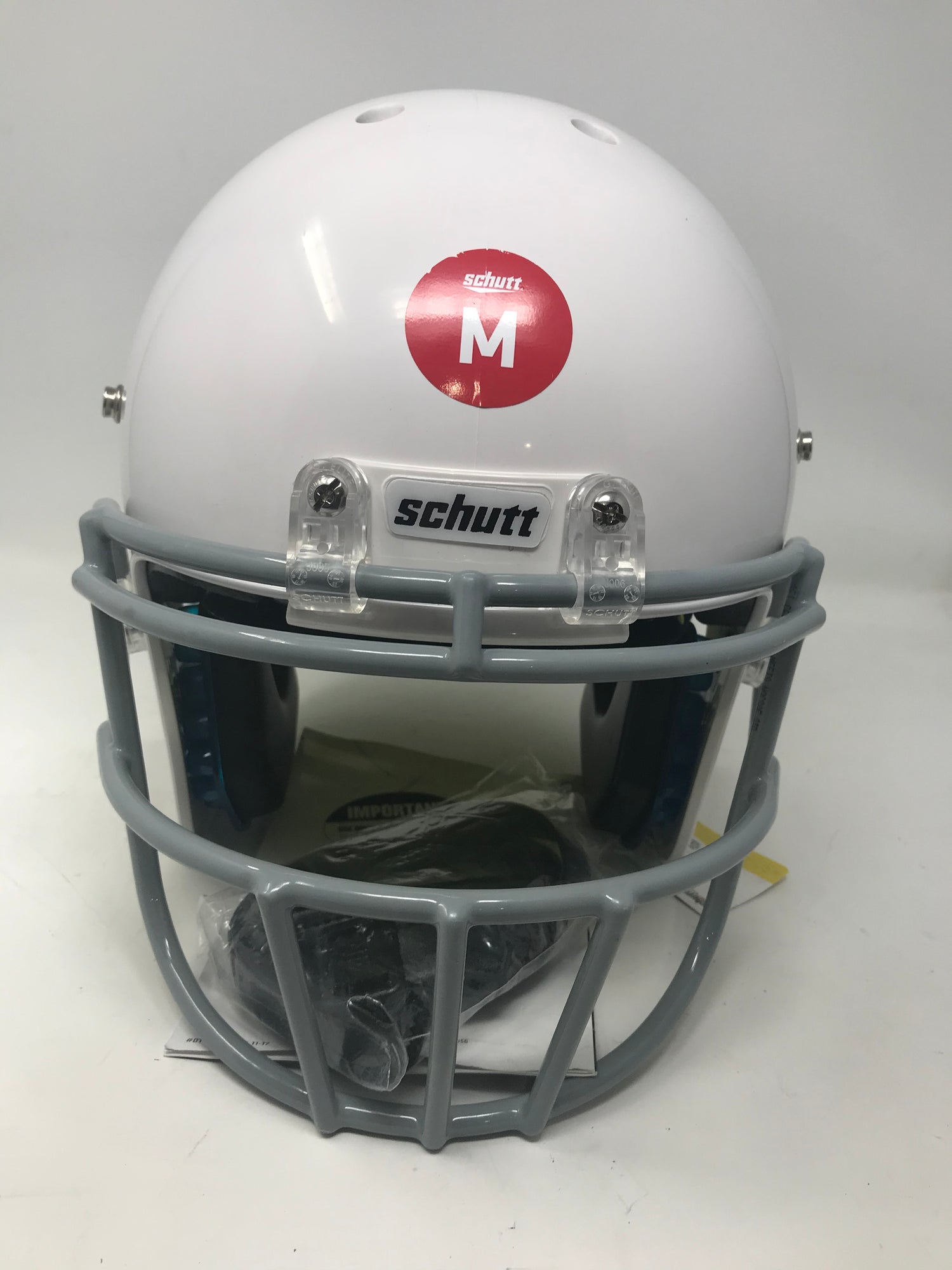 football bucket helmet New Schutt Adult AiR Standard V Football Helmet Complete White/Gray Me – PremierSports