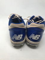 Used New Balance L4040V5 Mens Metal Low Cut Baseball Cleat Sz 12 Royal/White
