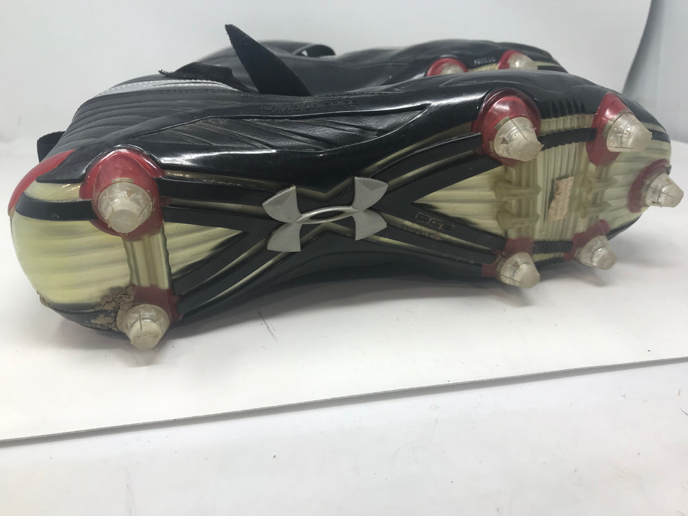 Used Under Armour Fierce II Mid Detachable Football Cleat Men's 14 Blk/Slvr/Rd