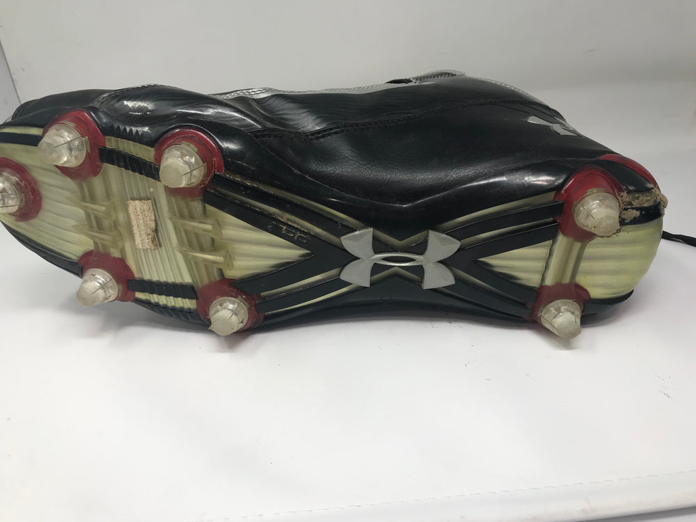 Used Under Armour Fierce II Mid Detachable Football Cleat Men's 16 Blk/Slvr/Rd