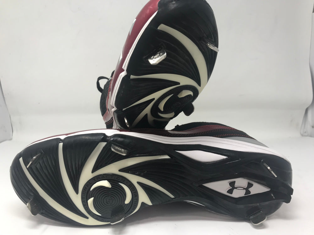 New Other Under Armour Men's Natural II Low Metal Baseball Cleat Blk/Rd Mn 11