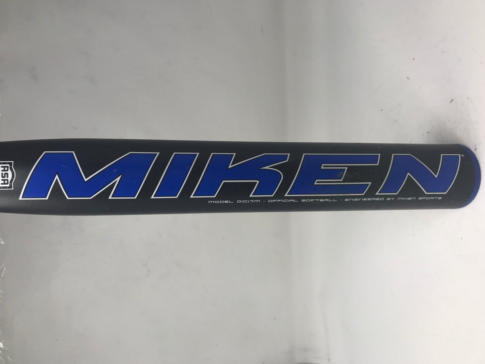 Used Miken Maniac ASA/USSSA Slow Pitch Softball Bat 2017 Black/Blue