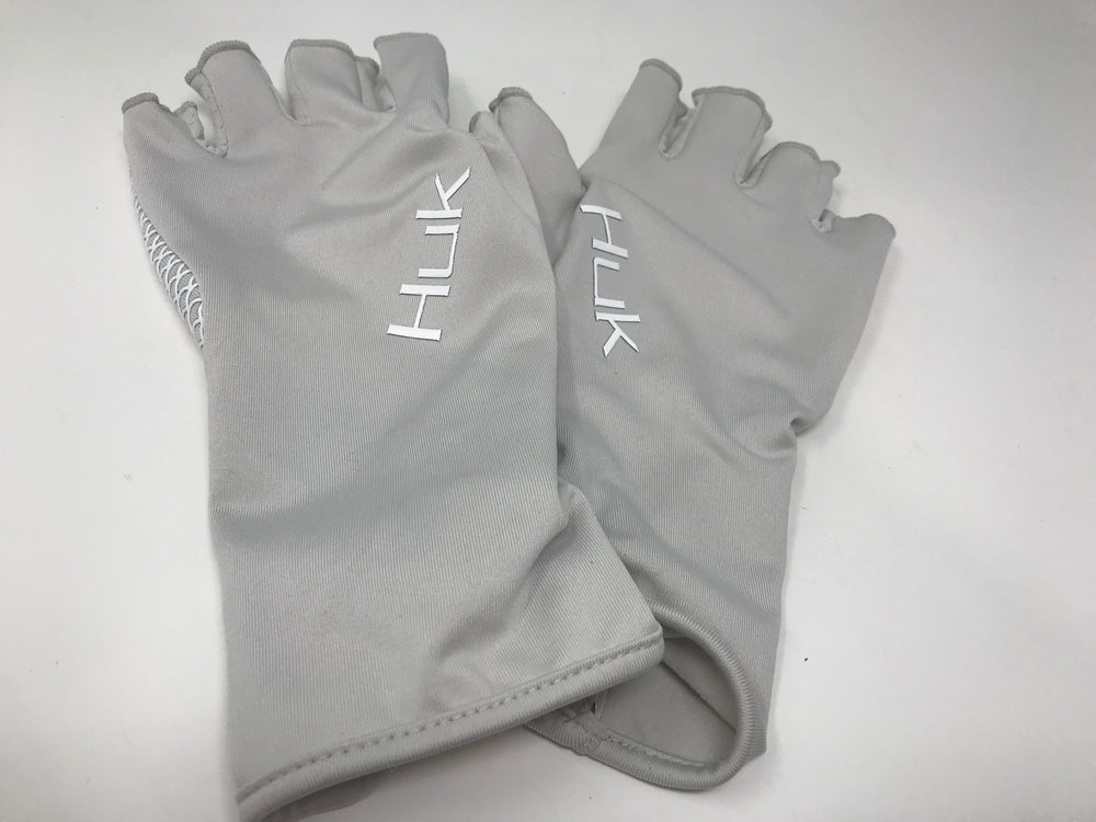 New Other HUK Mens Sun Glove Quick-Drying Fingerless Fishing Gloves L/XL Gray