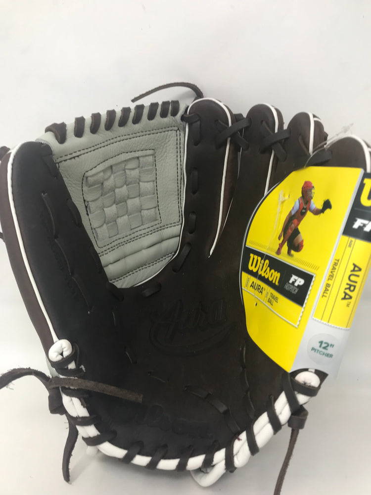 New Wilson Aura Fastpitch Softball Glove Series RHT 12 Inch Gray/Brown