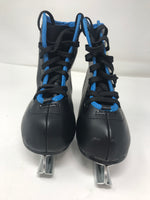 Used Boys American Chillin’ Double Runner Ice Skate 8Y Black/Blue/Gold