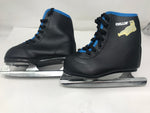 Used Boys American Chillin’ Double Runner Ice Skate 8Y Black/Blue/Gold
