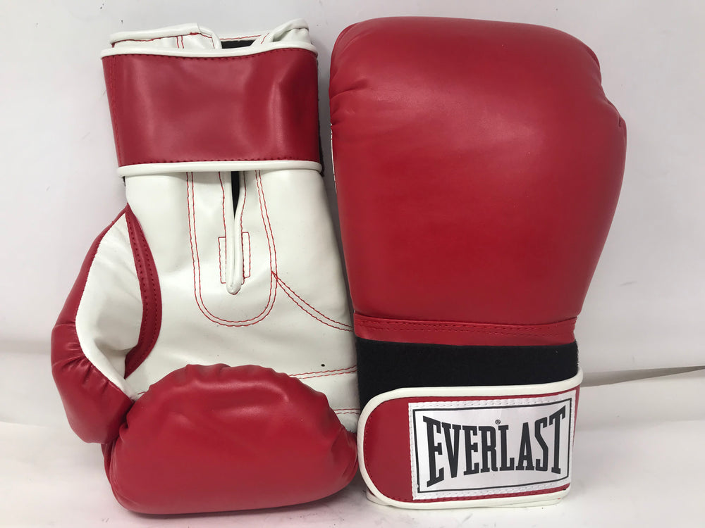 New Everlast 14 Oz. Red Pro Style Training Gloves Hook & Loop Red/White
