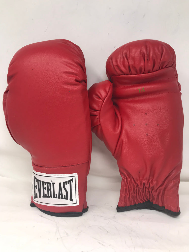 New Everlast 14 Oz. Traditional Style Slip on Boxing Gloves Red/White