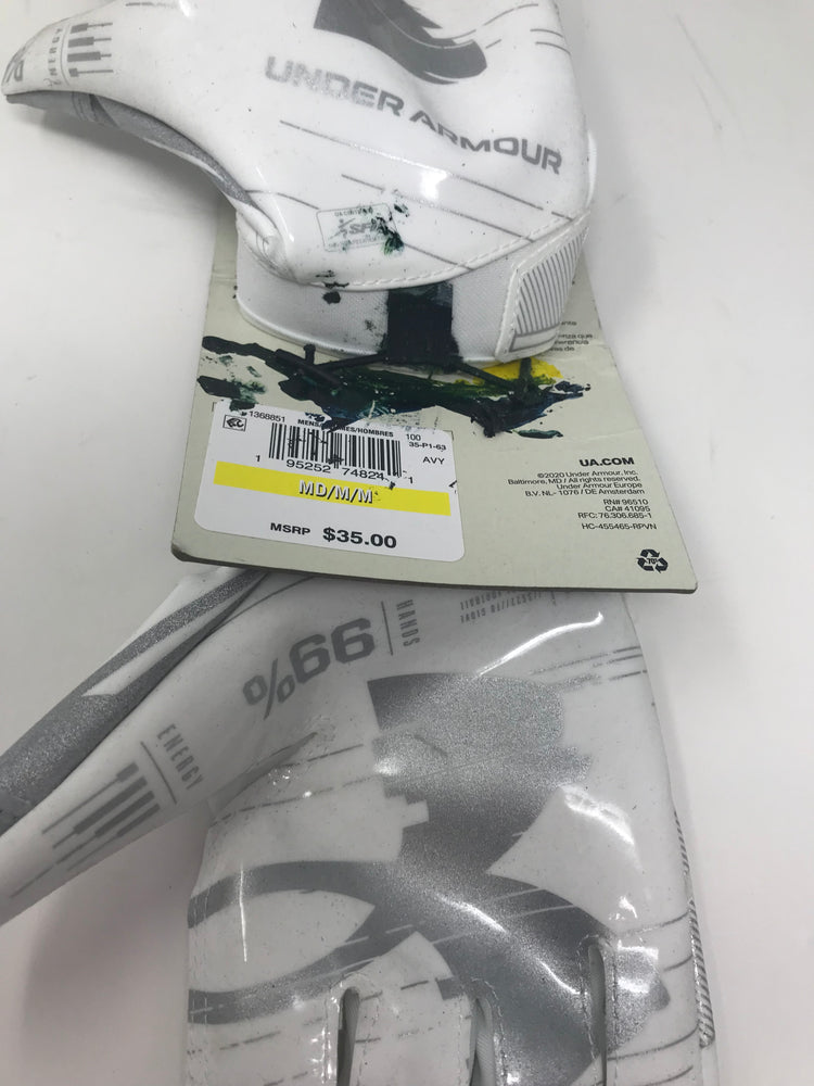 New. Other Under Armour Men's F8 Football Gloves Medium White/Silver