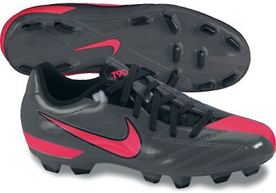 New Nike T90 Shoot IV FG Gray/Black-Red Men's 11 Molded Soccer Cleats