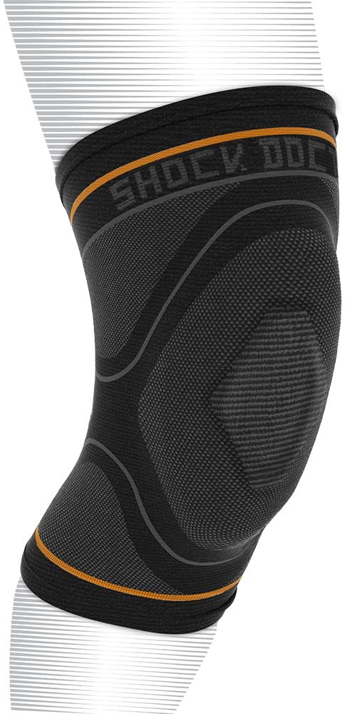 New Shock Doctor Adult Large Compression Knit Gel Support Knee Sleeve Black