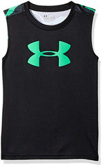 New Under Armour Boys' 4 Black/Green Big Logo Tank