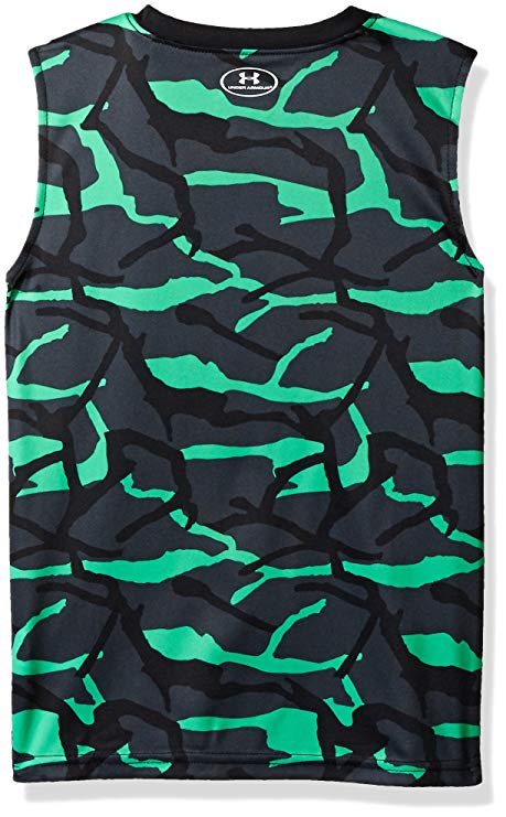 New Under Armour Boys' 4 Black/Green Big Logo Tank