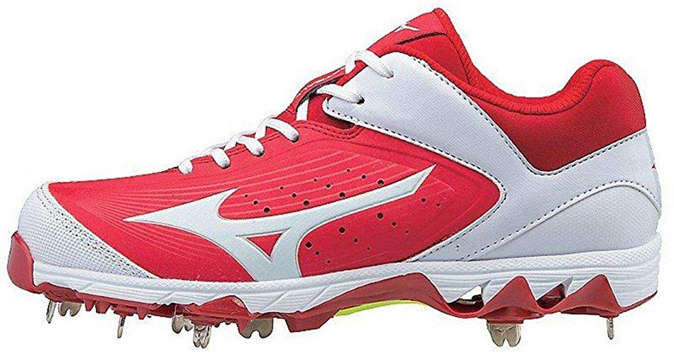 New Mizuno Wmn's 10 9-Spike Swift 5 Molded Baseball Cleat Shoe Red/White
