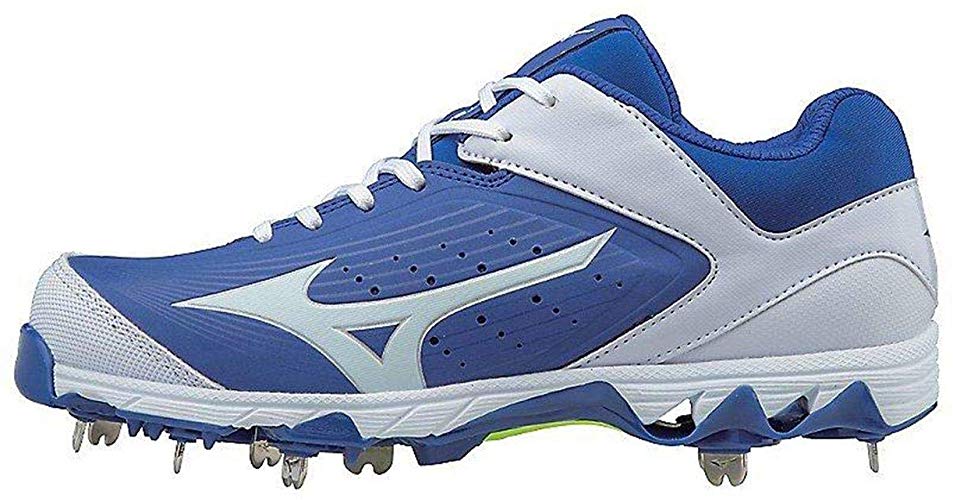 New Mizuno Wmn's 10.5 9-Spike Swift 5 Molded Baseball Cleat Shoe Royal/White