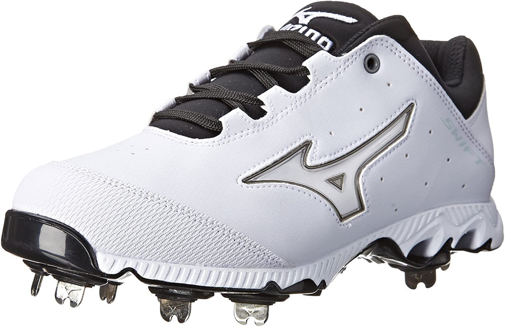 New Mizuno Swift 3 Switch 320452 Softball Cleats Womens 10.5 Wht/Blk Metal Cleats