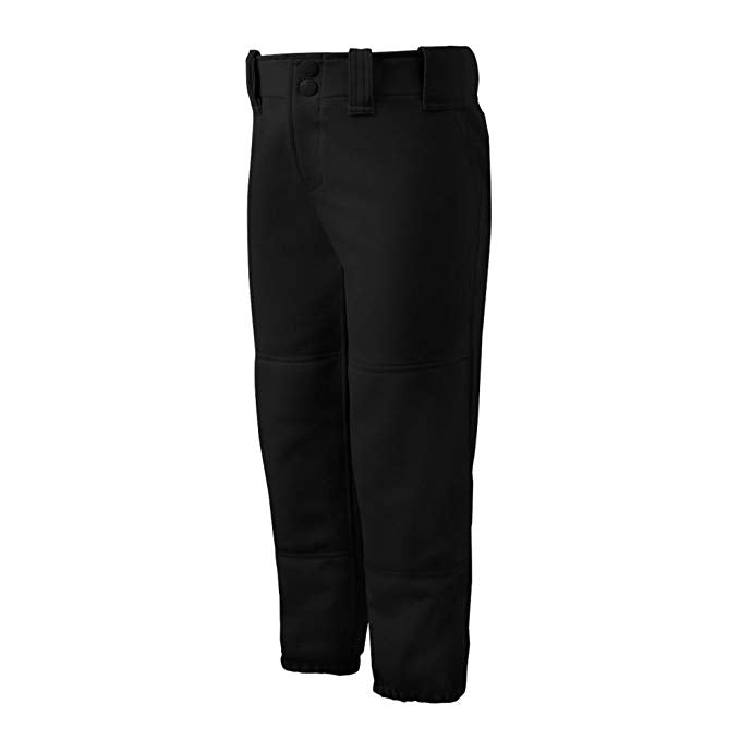 New Mizuno Girls (Youth) Belted Softball Pants Fastpitch  Medium Black