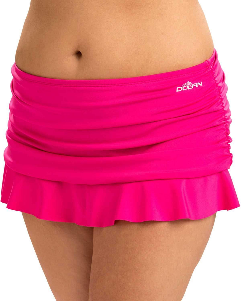 New Dolfin Women's Large AQUASHAPE Ruched Swim Skirt Pink