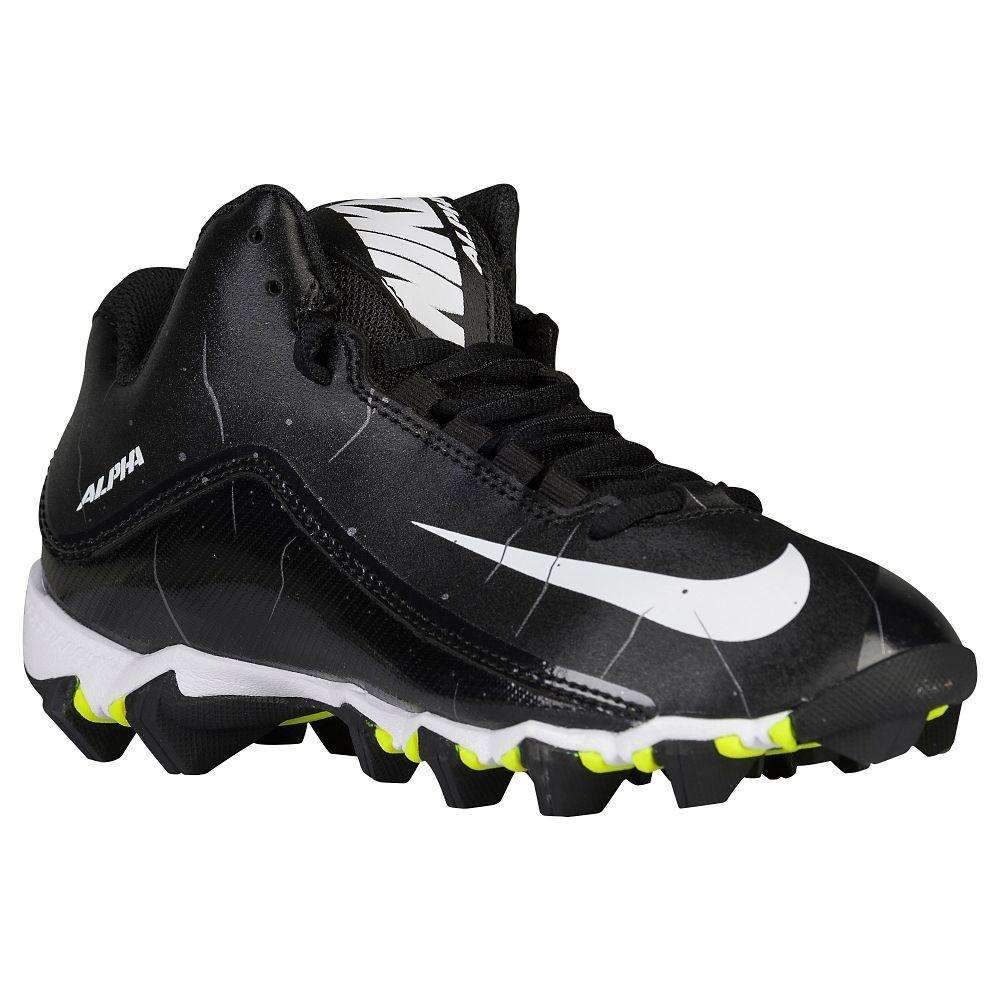 New Nike Boys Nike Alpha Shark 2 3/4 Football Cleat Black/White 2.5Y