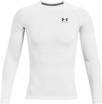 New Under Armour Men's HeatGear Compression Long-Sleeve T-Shirt Small Wht/Blk