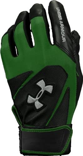 New Under Armour Clean Up III Adult Batting Glove Pair Pack Black/Green Medium