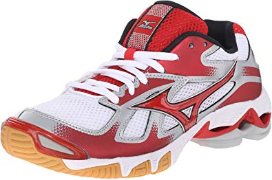 New Mizuno Women's 6.5 Wave Bolt 5 Volleyball-Shoes Red/White/Silver