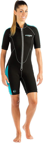 New Other Cressi Short Front Zip Wetsuit Lido Short Lady Large Black/Aquamarine