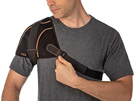 New Copper Fit Rapid Relief Shoulder Wrap with Hot/Cold Ice Pack Blk/Copper OSFA