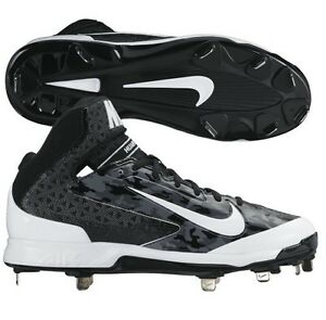 New Nike Huarache Pro Mid Men s 8.5 Baseball Metal Cleats Black White PremierSports