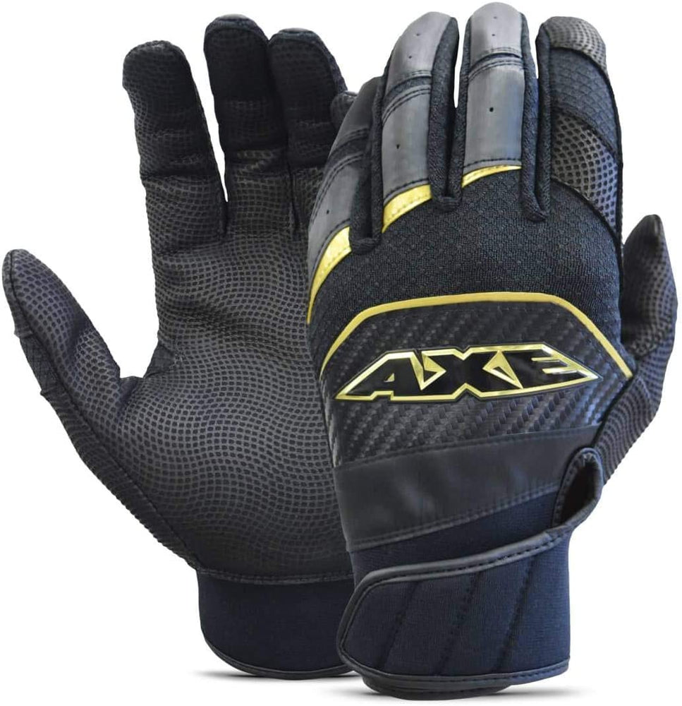 New Axe Pro-Fit Batting Gloves Cabretta Leather Adult Medium Black/Gold