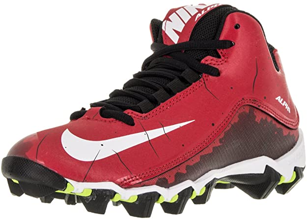 New Nike Boys Nike Alpha Shark 2 3/4 BG Football Cleat Red/Black/White 3Y