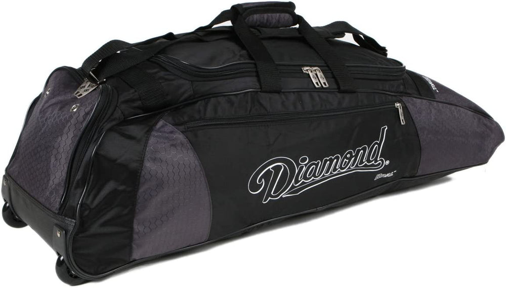 New Diamond Rival Wheeled Bat Bag Baseball Black/White Size: 36"L x 10"W x 12"H.