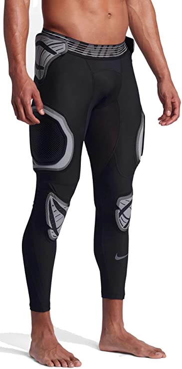 New Nike Men's Pro Hyperstrong Hardplate 3/4 Football Tights Pants Med Blk/Slvr