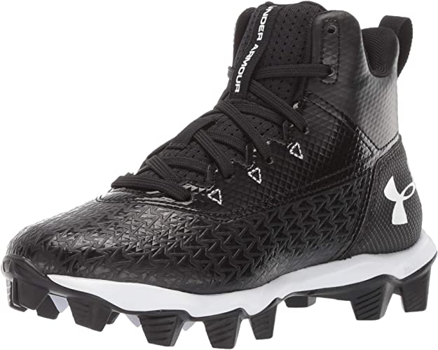 New Under Armour Unisex-Child Hammer Mid Rm Jr. Football Shoe 3.5Y Black/White