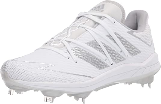 New Adidas Men's Afterburner 7 Baseball Metal Cleats White/Silver Size 10