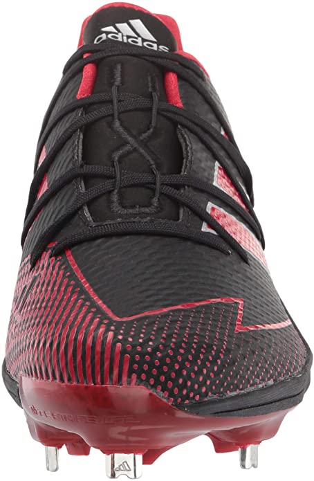 New Adidas Men's Fv9395 Baseball Metal Cleats Black/Red Size 9