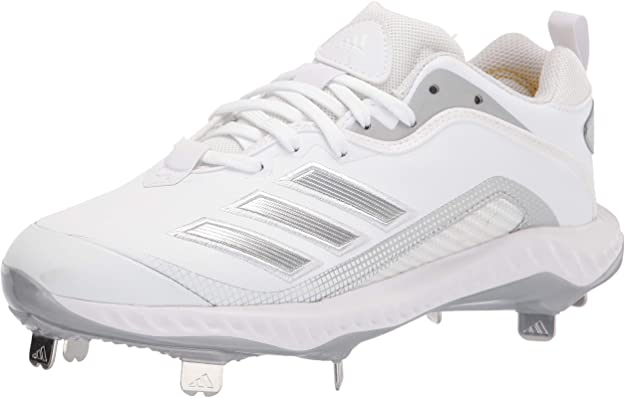 New Adidas Men's EG7602 Baseball Metal Cleats White/Silver Size 10