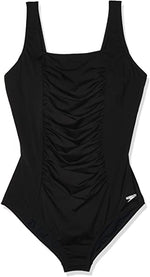New Speedo Women's Swimsuit One Piece Endurance+ Shirred Tank Cut Size 8 Black