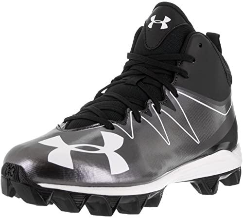 New Under Armour Hammer Mid RM Junior Football Molded Cleats 4Y Black/White