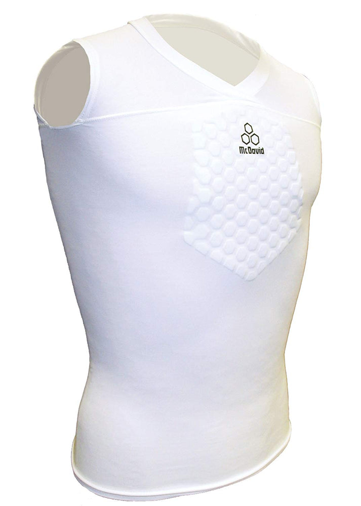 New McDavid Men’s X-Large HexPad Sternum Bodyshirt with Chest Pad White 760T