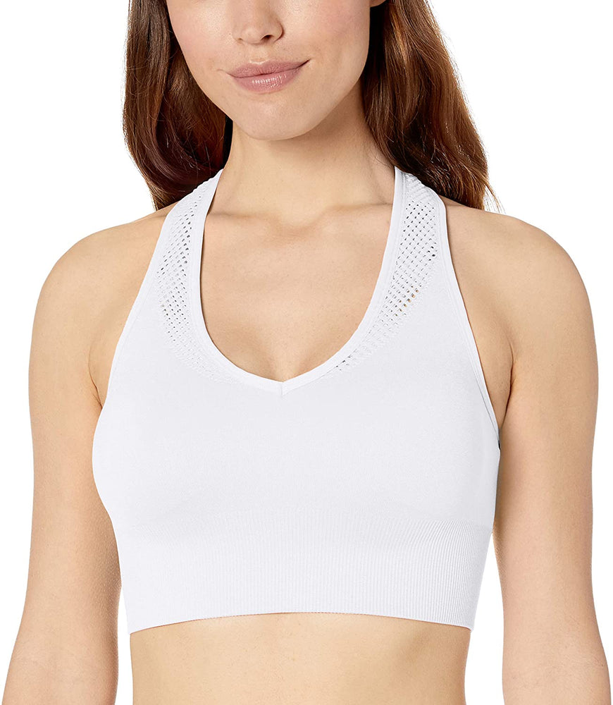 New Betsey Johnson Womens Mesh Bow Back Extended Seamless Bra Small White Mesh
